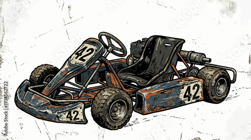 Rusty Old Go Kart with Number 42