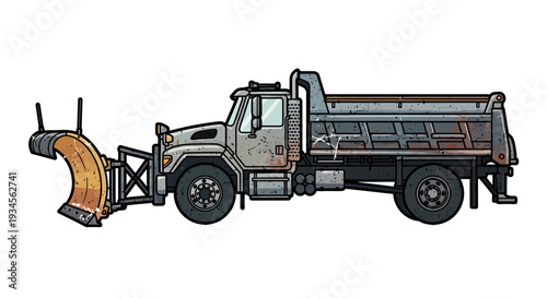 Snow plow dump truck, winter maintenance vehicle