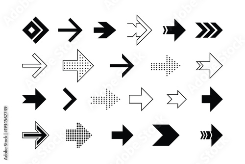 Set of 20 Black Arrow Icons Vector