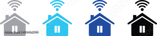 Smart home with WiFi connectivity symbol