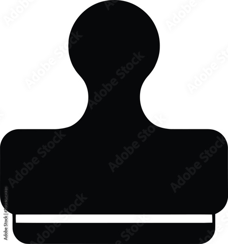 Rubber stamp tool silhouette icon in solid black for office documentation and approval signs