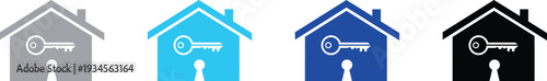Modern home ownership concept with key and house icon