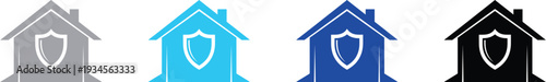 Protected home with shield symbol for safety and security