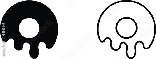 Sweet donut with dripping icing icon for bakery treats dessert delicious snack concept