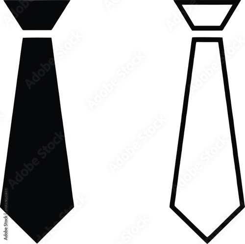 Tie necktie black and outline vector illustration for men on transparent