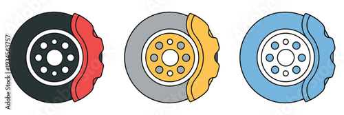 Brake Disc Icon Element for Design Vector Illustration of Car Braking System Suitable for Automotive Apps Dashboard Interface and Mechanical Service Graphics
