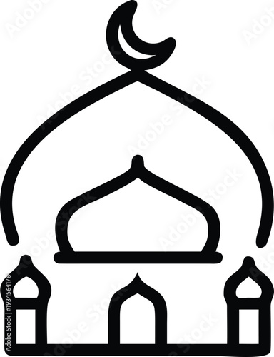 Minimalist Mosque Silhouette with Sunset Gradient | Islamic Crescent Moon