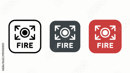 Fire alarm icons in different colors and styles for interface design  various symbols