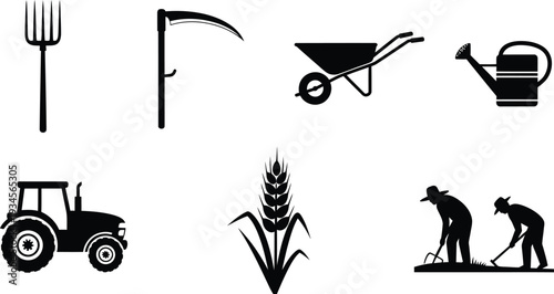 Icon bundle for farming and gardening tools and equipment