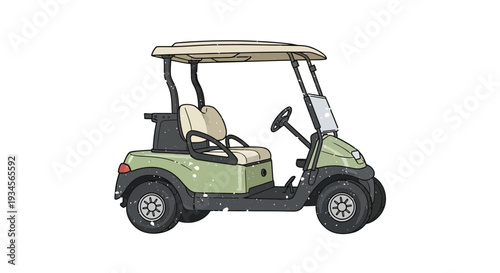 Green golf cart on white background