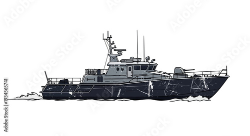 Military Patrol Boat with Gun