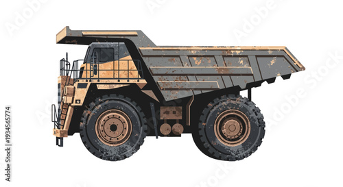 Mining Dump Truck Isolated on White Background