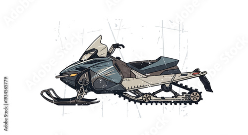 Modern Snowmobile Vehicle on White Background