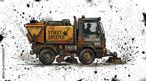 Street Sweeper Truck Illustration