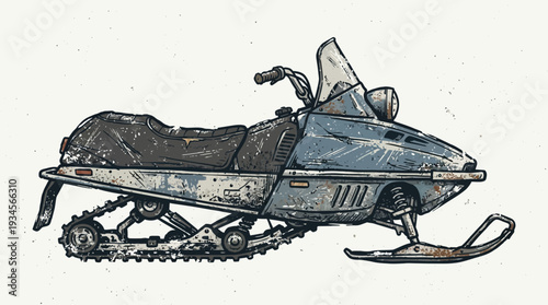 Vintage Snowmobile Illustration