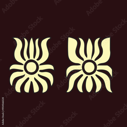 Yellow sunflower pattern with summer nature elements and orange leaf illustrations on a circular spring plant wallpaper