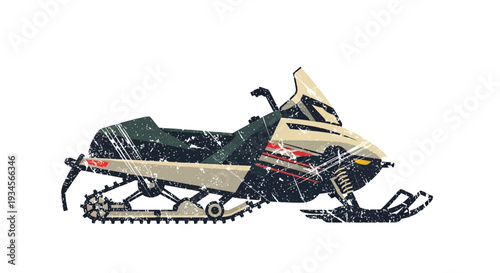Vintage Snowmobile Illustration