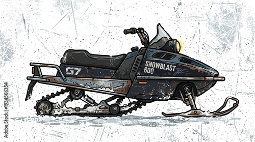 Vintage Snowmobile Illustration