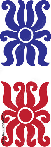 Abstract vector background illustration featuring a set of red heart shapes and artistic pattern icons for a love design