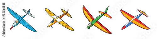 colorful paper gliders in flight vector illustration