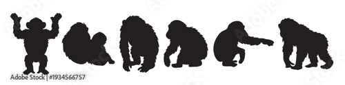 black chimpanzee silhouettes