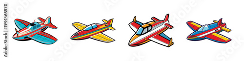 colorful hydroplanes in flight vector illustration