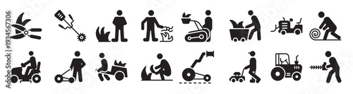 pack of farming and cutting grass icons