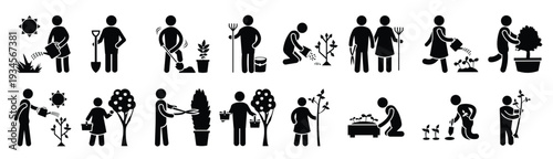 pack of gardening plants glyph icons