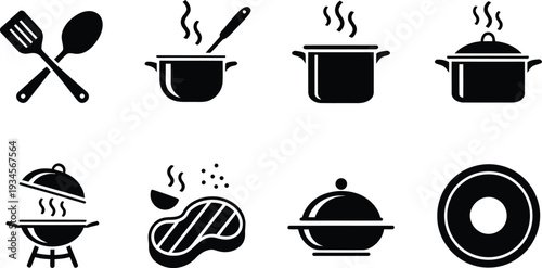 Cooking Utensils And Food Icon set.