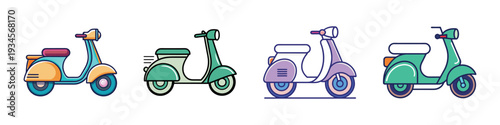Colorful scooter set in flat design vector illustration