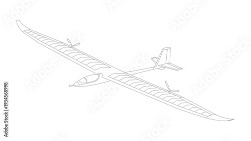 Glider Airplane Blueprint: An immaculate blueprint of a glider airplane, showcasing the sleek, streamlined design meant for soaring through the atmosphere and achieving flight. 