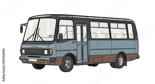 Retro Minibus Illustration