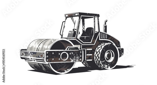 Road Roller Vehicle Illustration
