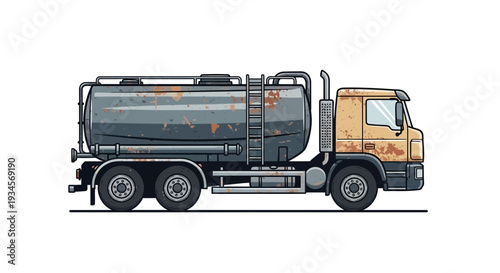 Rusty Tanker Truck Illustration