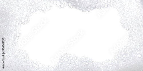 White foam bubbles border with a large empty space in the center for text or design elements