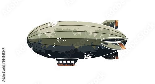Vintage blimp illustration with weathered texture