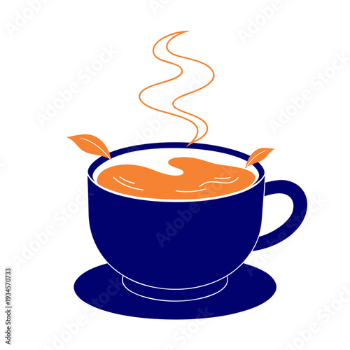 A steaming cup of tea on a saucer