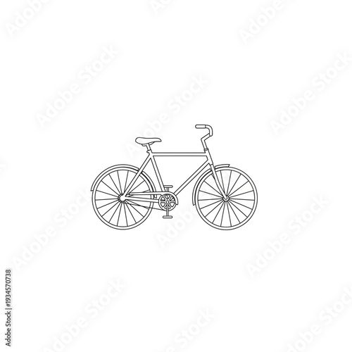 Simple Black and White Bicycle Line Drawing Icon
