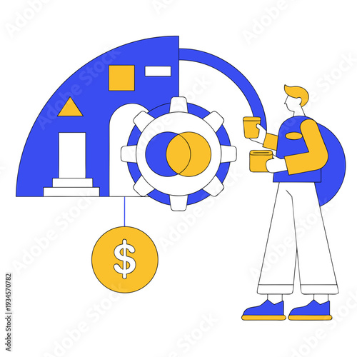 A man depositing a coin into a large vault