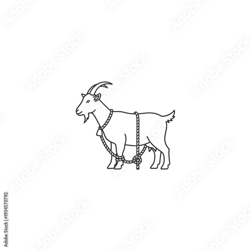 Simple Vector Goat Outline Drawing for Agricultural Design
