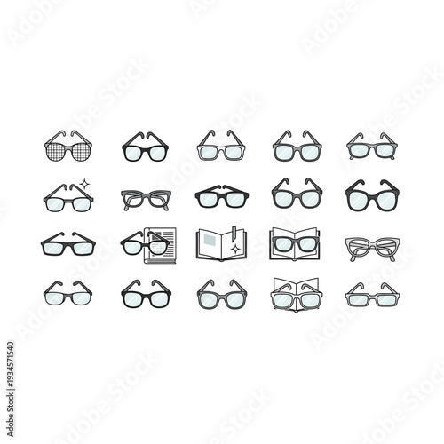 Assorted Eyeglasses and Reading Glasses Icon Collection