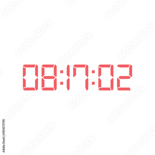 LED digital clock number for counter or calculator mockup design