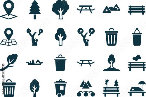Vector art of collection of park and outdoor icons