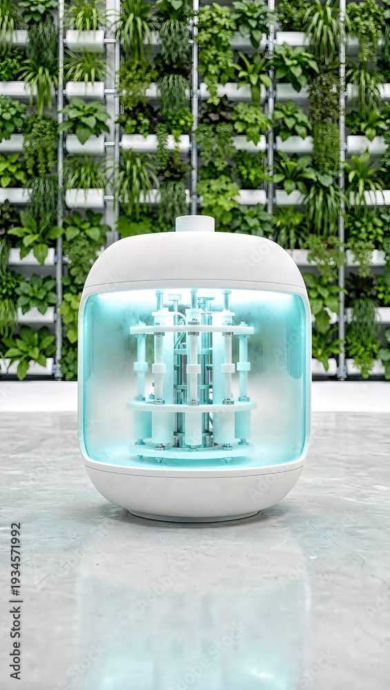 Naklejka premium Advanced Bioreactor Pod in a Sterile Vertical Farming Laboratory