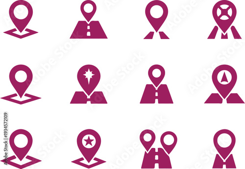 Vector art of set of map and location icons