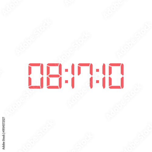 LED digital clock number for counter or calculator mockup design