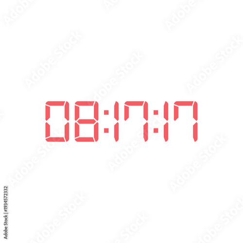 LED digital clock number for counter or calculator mockup design