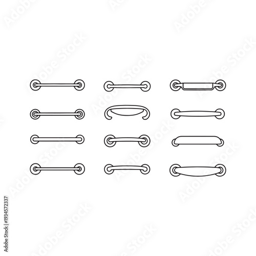Set of drawer handle outline vector flat illustration design
