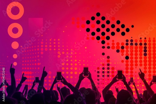 crowd of people with smartphones at live concert music festival