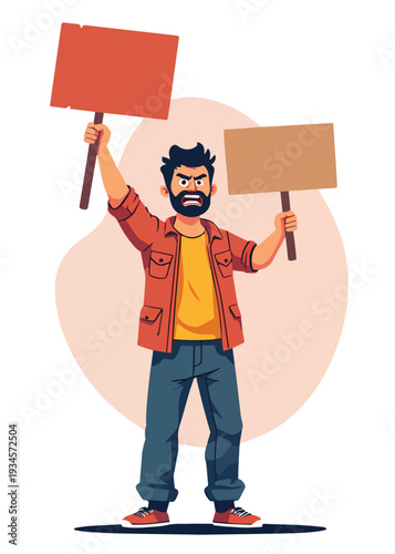 uomo che protesta manifestazione riunione politica azione vettoriale